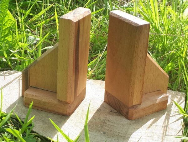 Wooden handmade book ends pair two