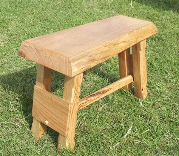Wooden Small Table Plant Stand Handmade Handcrafted Rustic Ash and Chestnut Wood Natural, Oiled Waxed