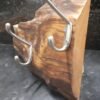 Coat Rack Wooden Solid Oak Natural Rustic Handmade Metal Two Hooks Unique Gift - Image 8